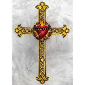 Painted Sacred Heart Cross
